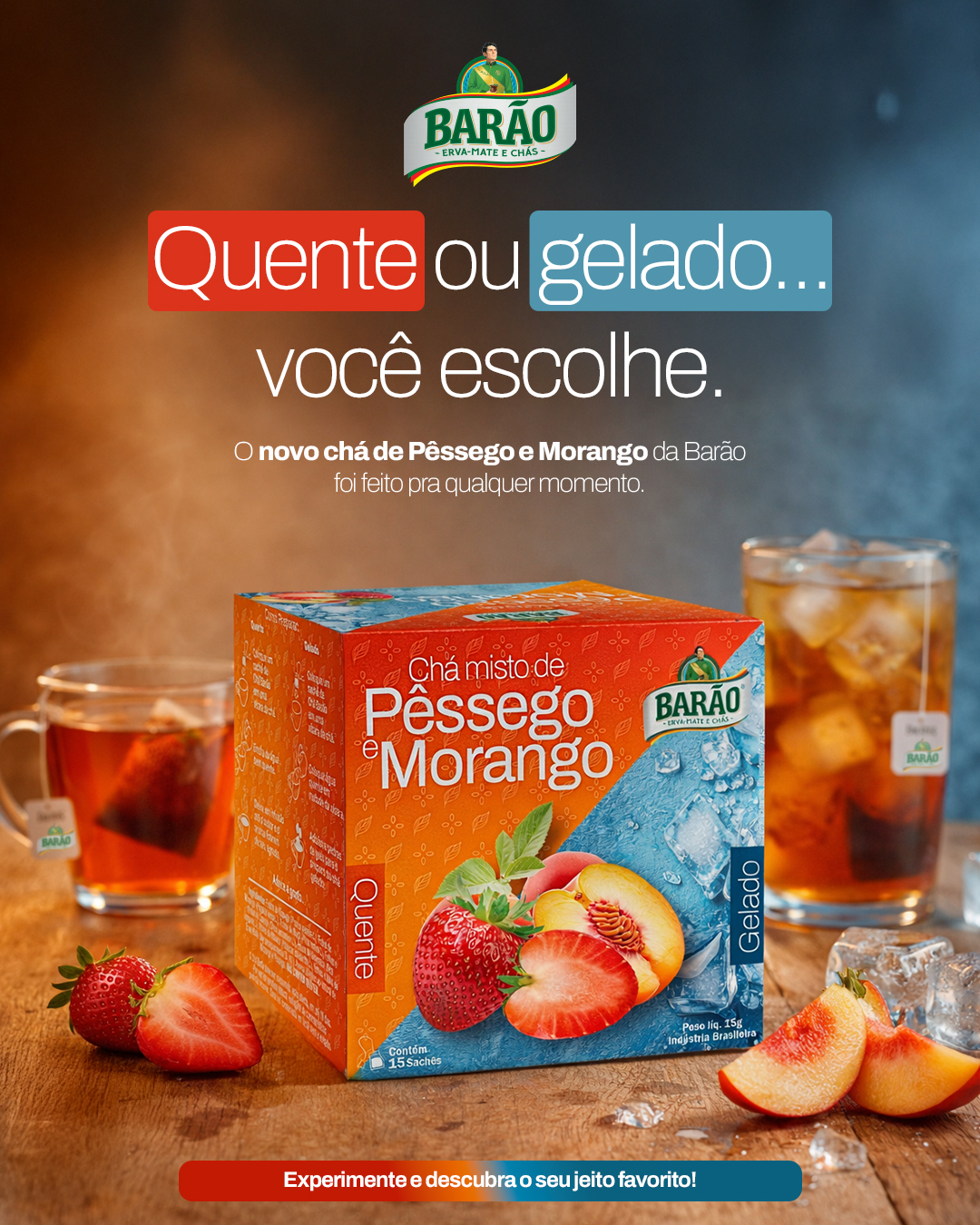 Chá de Pêssego com Morango Barão: o novo sabor que conquista no quente ...